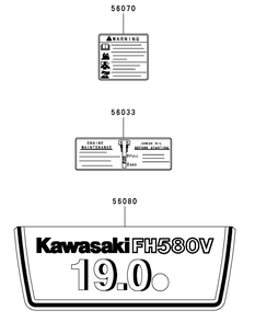 Kawasaki Fh580v-As05 Label Diagram and Parts List for ENFORCER44 53BI3AGF050-19HP Cub Cadet Lawn Tractor